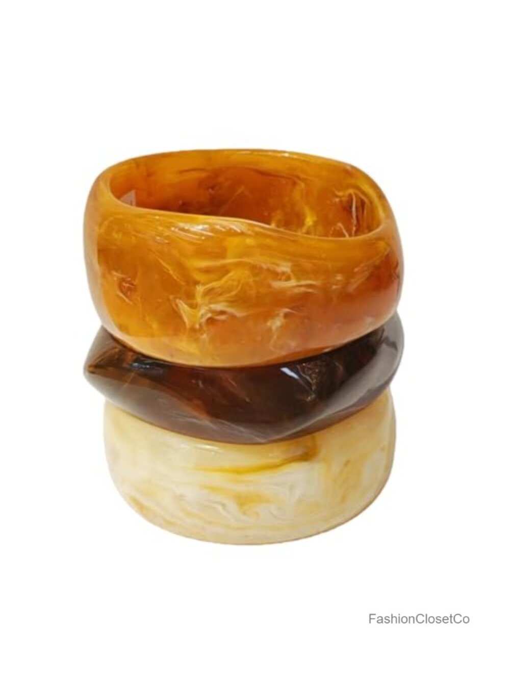 Chunky Acrylic Resin Bangle Bracelet Set for Women 3-Pack